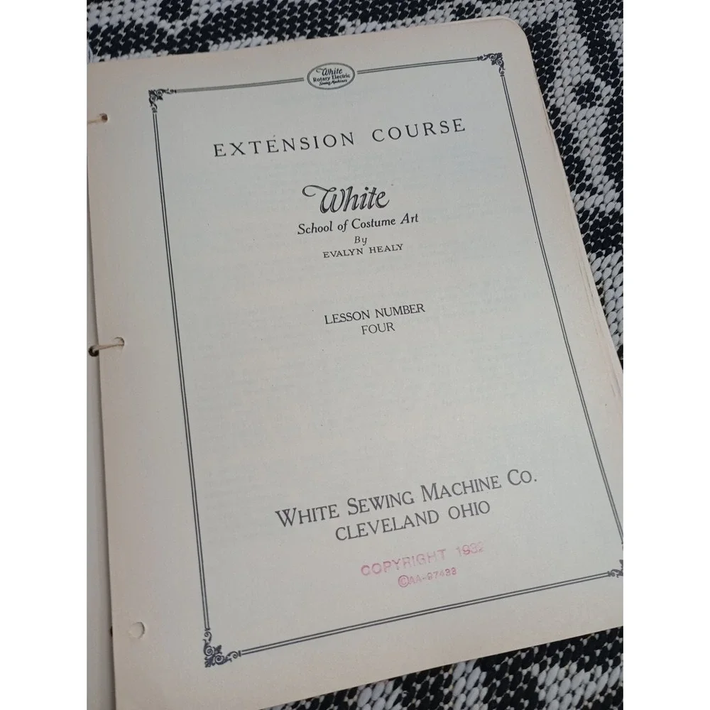 1932  White School Of Costume Art Extension Course Lessons 1-10‎ White Sewing